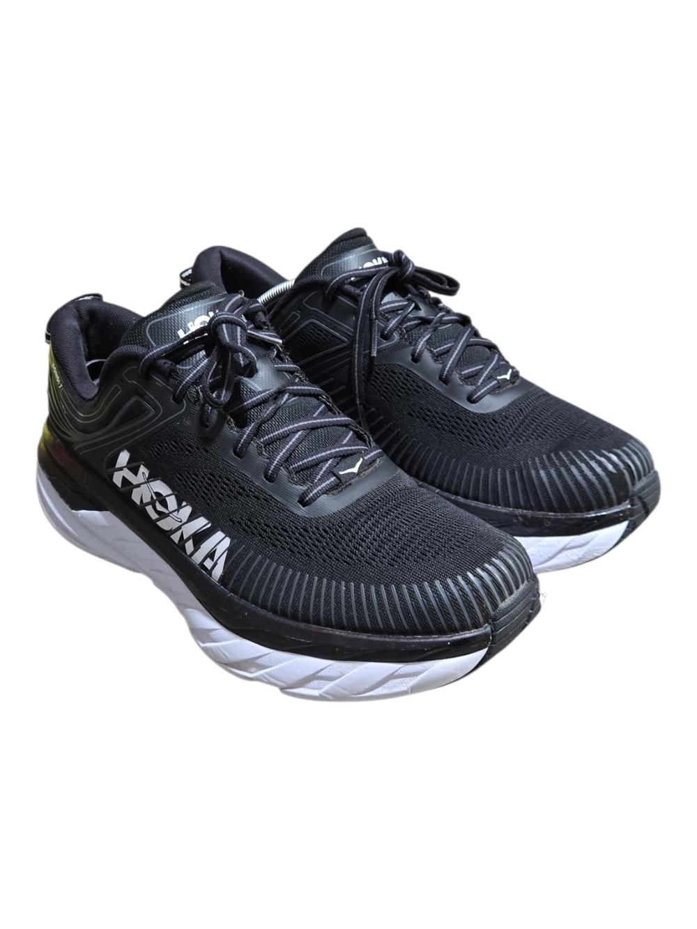 Hoka One One Men's Bondi 7 1110518 BWHT Black Running Shoes Sneakers Size 12.5